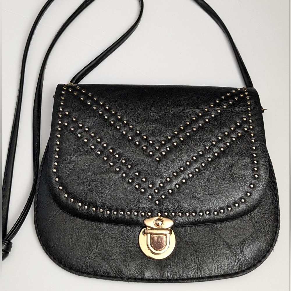 Cute Black Studded Cross Body Bag Purse Bohemian Grunge Goth Casual - Picture 13 of 14